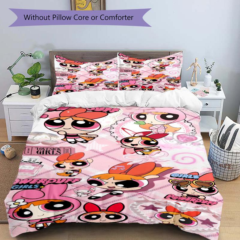 Powerpuff Girls Collage Print 3Pcs Bedding Setduvet Cover With 2 Bedropillowcase Home Birthday Gift