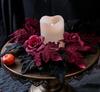 Хэллоуин Искусственные Цветы Роз Красные и Черные Шелковые Искусственные Кленовые Листья Венок-Подсвечник для Домашней Вечеринки Обеденного Стола Подсвечники