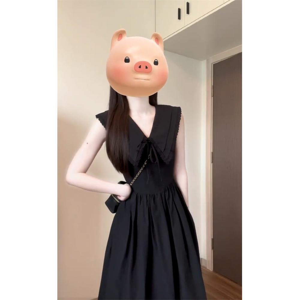 Черное платье без рукавов детское повседневное летнее новое платье с заниженной талией