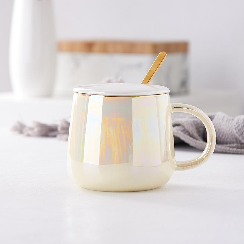 Керамическая кружка для воды высокой ценности с крышкой и ложкой, бытовая, термостойкая, офисная, маленькая, свежая и простая, в стиле минимализма