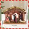 Christmas Nativity Scene Figurines with Stable Holy Family Statue Collectible Set for