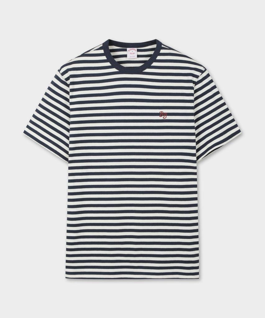 BROOKS BROTHERS Полоскатая футболка с коротким рукавом (военно-морской флот) (Bbnpmog205)