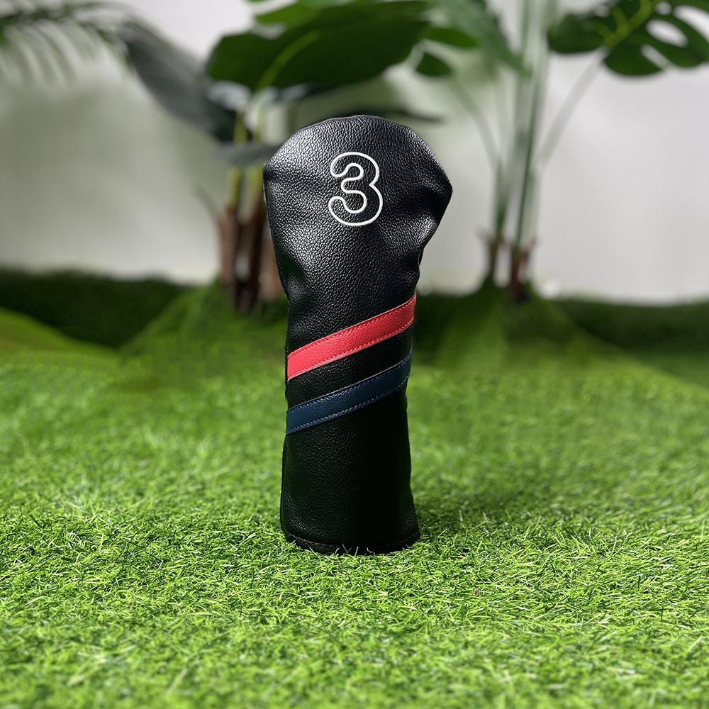 PU Leather Golf Club Protector Digital Label Wood Headcover Golf Head Cover Fairway Driver
