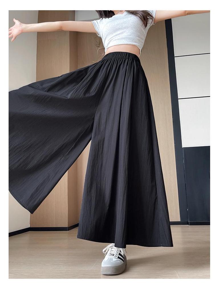 Абрикосовые кюлоты А-силуэта с высокой талией от Yamamoto для женщин, лето 2025: Слимминг, Повседневные, Маленький рост, Ленивые широкие брюки