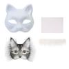Cat Masque DIY Set White Paper Cat Masque with Eye Mesh Faux Fur Unfinished Cat Masque for Kids Adults DIY Painting