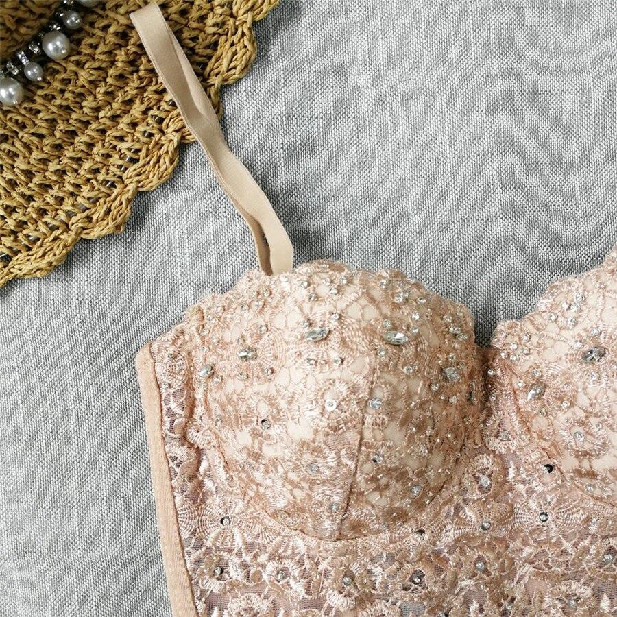 Укороченные топы yushutiff, кружевной женский корсет со стразами, летний бюстгальтер пуш-ап, укороченный бюстгальтер без косточек, женский бюстье, Femme Mujer, одежда