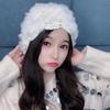 Новая зимняя вязаная шапка ручной работы с кроличьим пухом для женщин, белая плюшевая, в корейском стиле, универсальная, теплая, для улицы