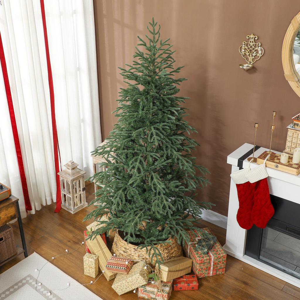6 ft Full Spruce Christmas Tree with Realistic Dense Tips, Easy Assembly - Green