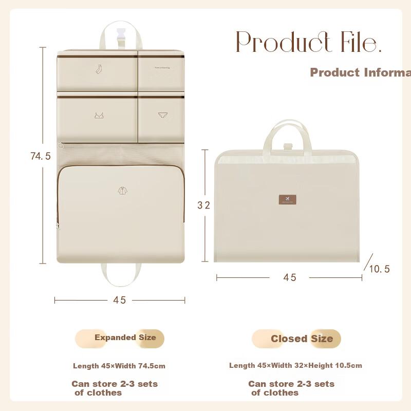 Baicaoyuan Travel Storage Bag, Hanging Bag, Suitcase Organizer, Clothes And Garment Sorting Bag, Travel And Business Trip Organizer Bag, White