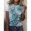 New O-neck 3d Butterfly Print T-shirt Women's Summer Fashion Short-sleeved Blouse Oversized Summer Clothing