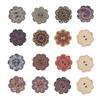100Pcs 20mm Retro Style Beautiful Pattern Flower Shaped Wooden Button for DIY Craft