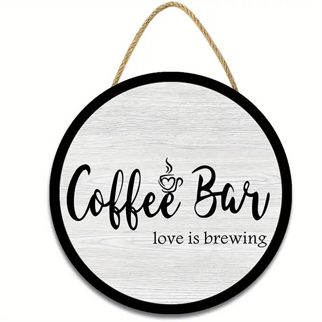 1pc 2d Flat Wood Coffee Signs Decor for Coffee Bar Wood Farmhouse Wall Sign - 20cm Decor for Kitchen Home Office Cafe Coffee Station Housewarming Gift