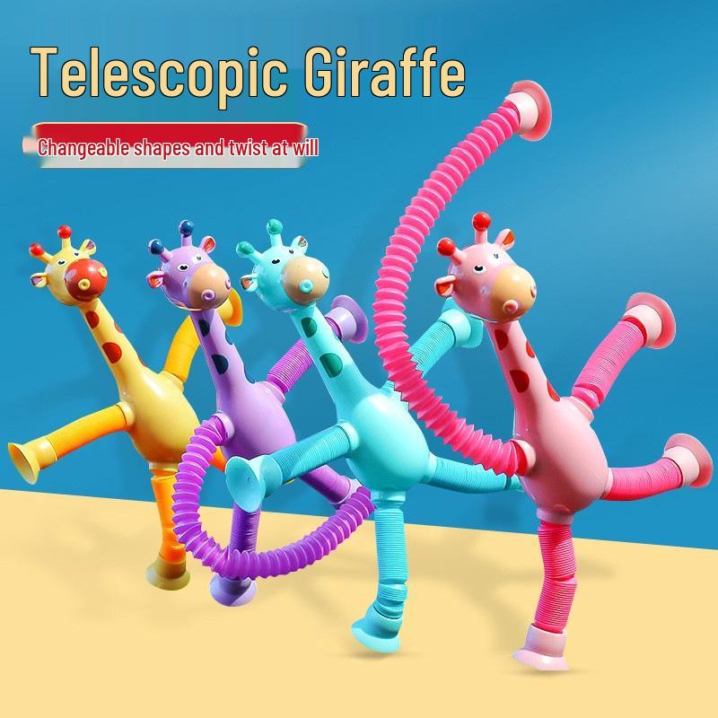 Extendable Luminous Giraffe Robot Toy - Creative Educational Cartoon for Kids