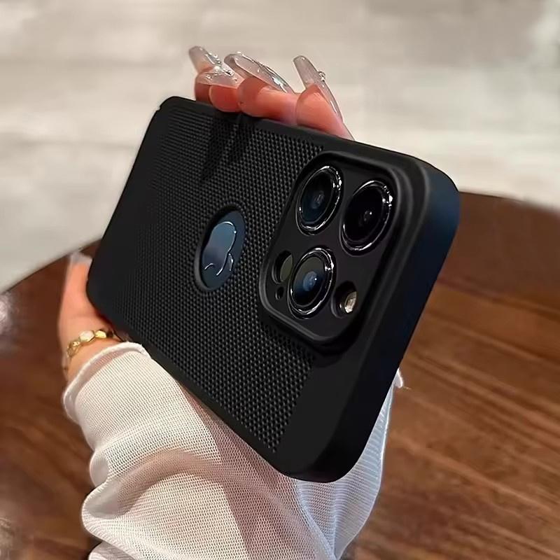 Роскошный чехол для телефона с теплоотводом для iPhone 11 12 13 14 15 Pro Max Plus X XS Max XR Hollow Ultra Thin Single Color Cover