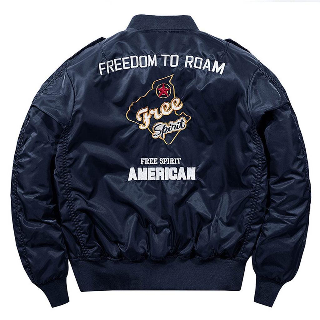 [ANGELCITY] Куртка MA-1 Мужская Двусторонняя Куртка-бомбер Стеганая куртка MA-1 Блузон Летная куртка Военная куртка L176 (Черный, 3XL)