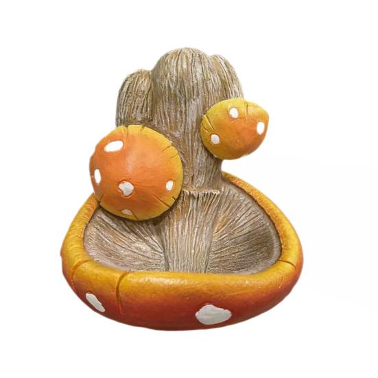 Resin Toadstool Bird Feeder Garden Mushroom Bird Feeder Decorative Wild Bird Feeder for Outdoor Backyard Tree