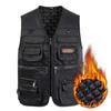 Зимний жилет для рыбалки с несколькими карманами, однотонный утепленный кардиган без рукавов с v-образным вырезом, большие размеры, мужской зимний жилет для путешествий