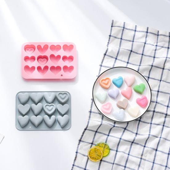 Силиконовые формы, 12 звеньев, 6 различных форм в форме сердца, антипригарные, термостойкие, мягкие силиконовые формы для пищевых продуктов для шоколада