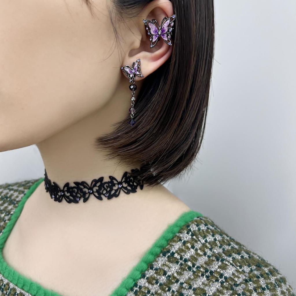 Серьги ANNA SUI с мотивом бабочки SAMA1420 XV Фиолетовые 2-сторонние