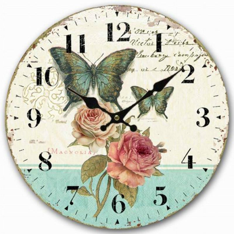 European Creative Fashion Modern Quartz Retro Simple Wooden Decorative Wall Clock