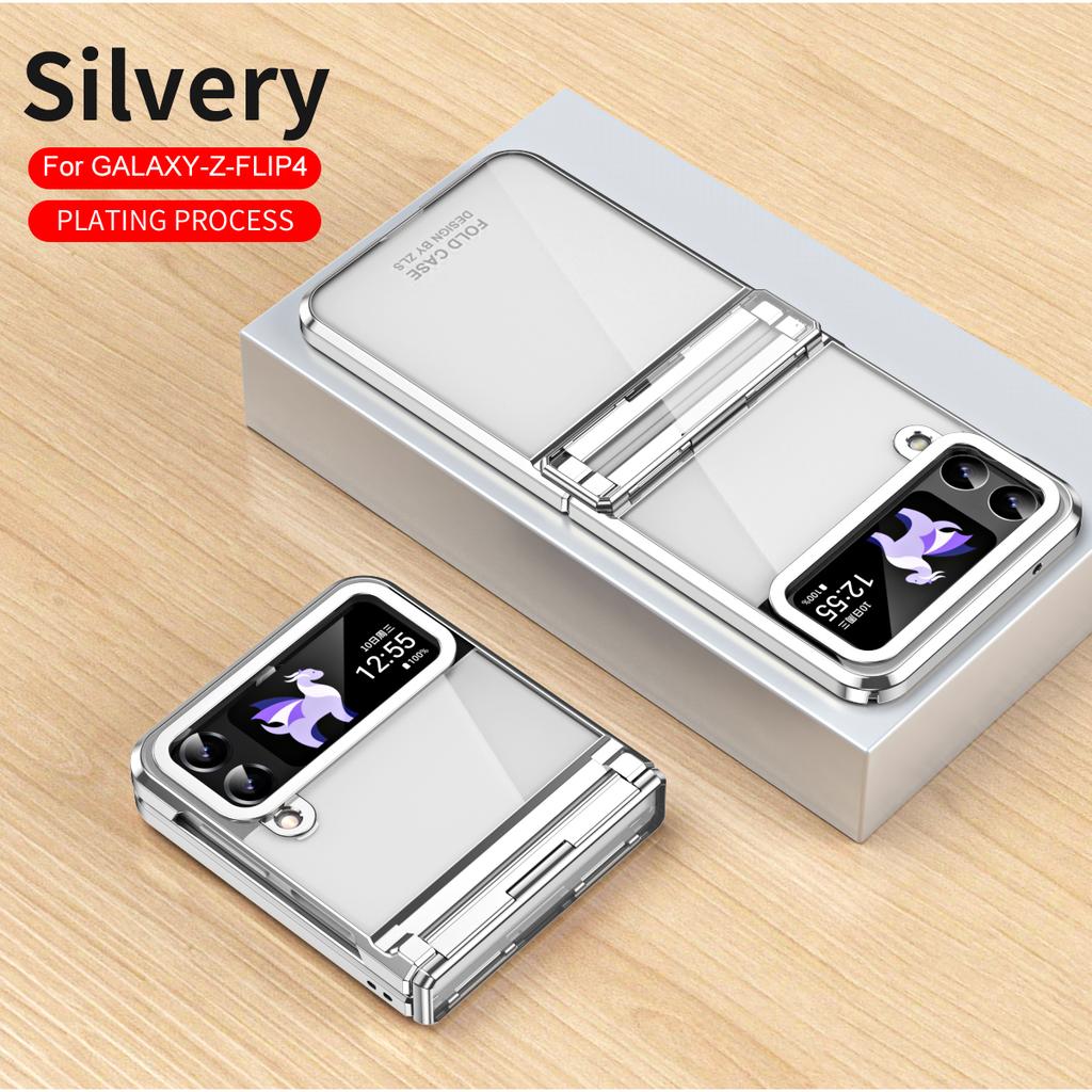 For Samsung Galaxy Z Flip 6 5 4 3 Case Transparent Electroplating Phantom Hinge Protection Camera Cover For Z Flip6 Flip5 Flip4