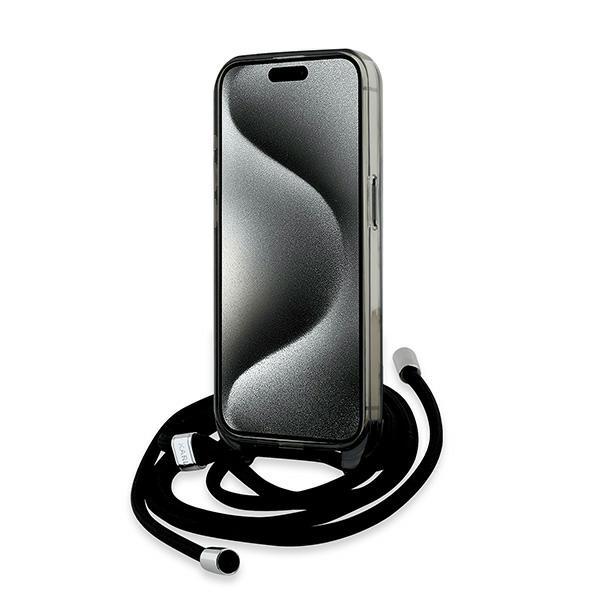 Karl Lagerfeld Klhmp15Lhckcklck Iphone 15 Pro 6.1 Czarny/Black Hardcase Iml Crossbody Monogram Karl & Choupette Head Magsafe