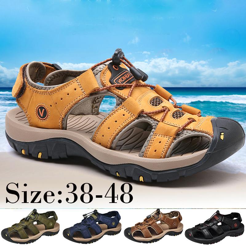 Large Size Men's Sandals38-48 Wrapped Men's Sandals Leather Sandals Beach Shoes Hiking Outdoor Leather Sandals