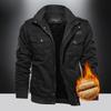 Мужская осенне-зимняя хлопковая куртка: Бархатная подкладка, стиль карго, повседневный дизайн с длинными рукавами и карманами