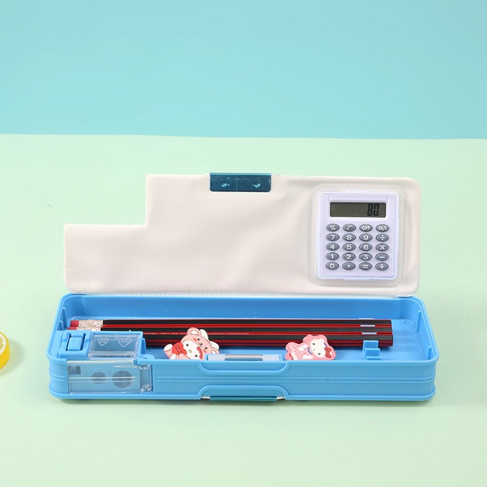 With Calculator Pencil Box Pencil Sharpener Stationery Organizer Pencil Case Students Gift