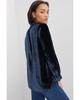Azura Exchange Navy Blue Frilled Neck Buttoned Front Velvet Top
