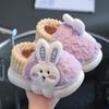 Детские хлопковые тапочки Девочки 2025 новая зима теплые мультяшные кролики домашние плюшевые пинетки для малышей