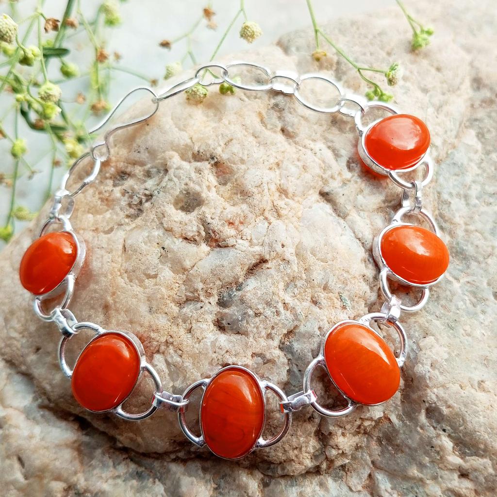 Carnelian Gemstone 925 Sterling Silver Plated Adjustable Women Bracelet Jewelry NST-J2H1603