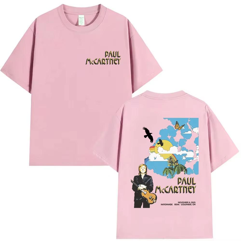 Paul McCartneys comeback tourrelated men hiphop rock shortsleeved Top vintage pure cotton streetwear 2026 Springsummer new