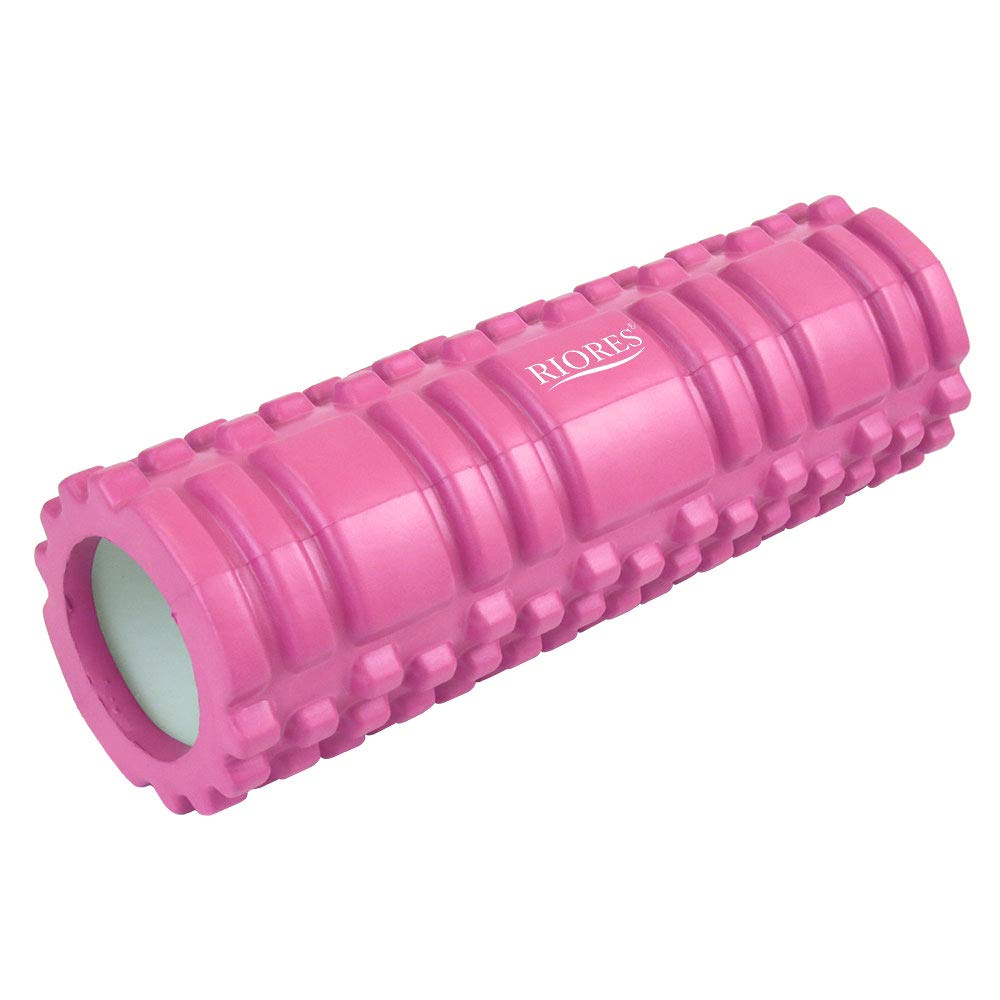 Ролик для йоги RIORES Foam Roller, миофасциальный релиз, триггерные точки, 4 цвета (розовый)