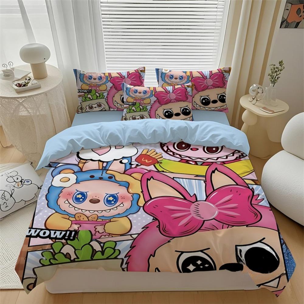Милый комплект постельного белья Bubu из 2/3 предметов для спальни, детский подарок, подростковый, взрослый, микрофибра, двуспальный пододеяльник на молнии, декор для комнаты