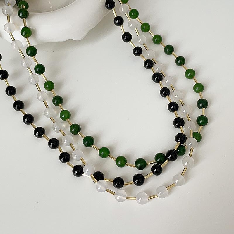 Ретро Новое китайское ожерелье из натурального камня с бусинами Женское свежее индивидуальное модное направление Универсальная цепочка на шею Цепочка на ключицу