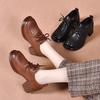 Women's New Spring and Autumn Thick Heel Deep Mouth Lace-up To Increase Height and Thin Muffin Bottom Versatile Work Small Leather Shoes