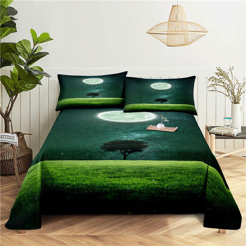 Bed Sheet Pillowcase Bedding Set Linens Cover Senic Queen King Double Size 220x240 Trees for Bedroom Soft Twin Full Single New