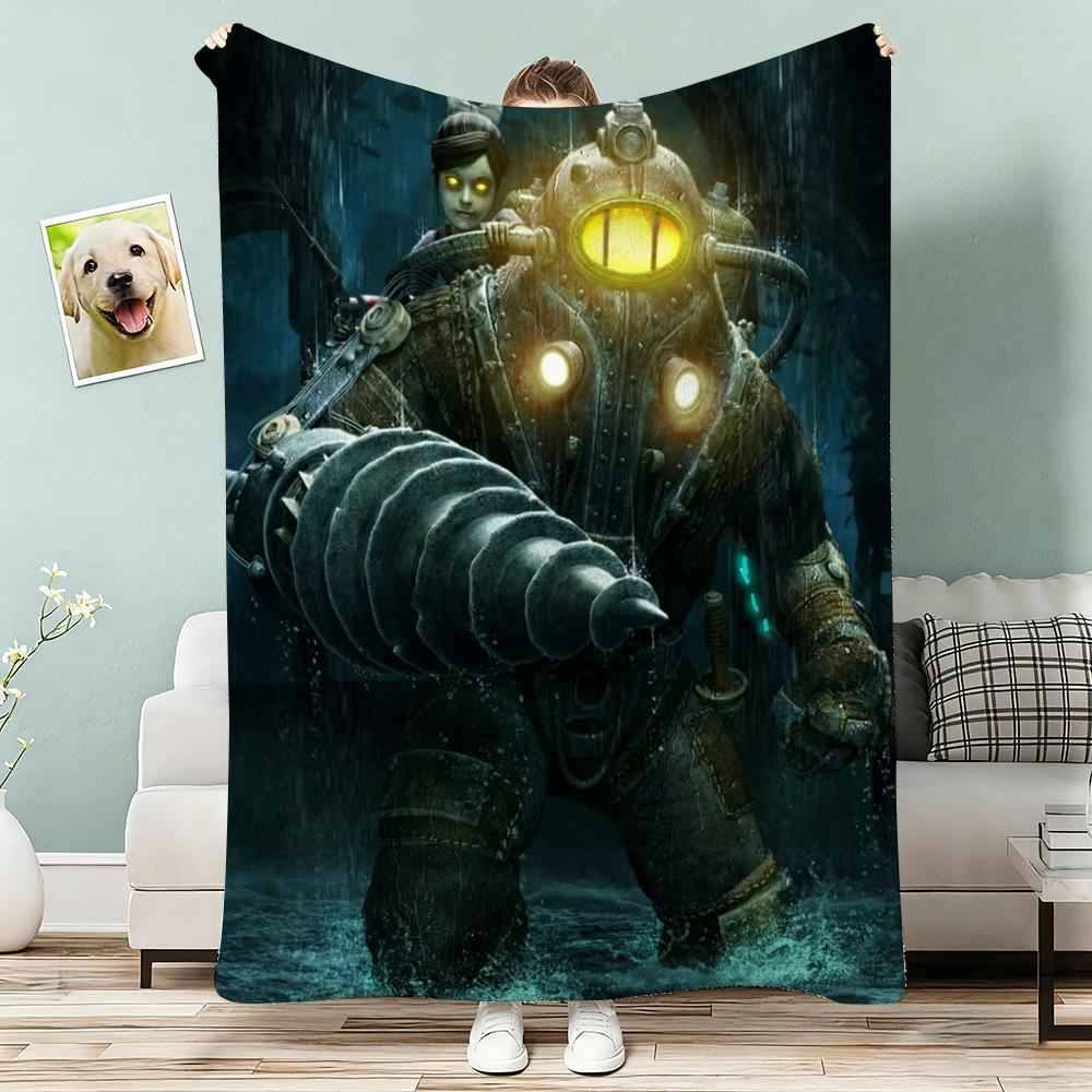 Bioshock Rapture Throw Lightweight 240g Flannel Blanket Soft Skin-friendly for Summer Cooling