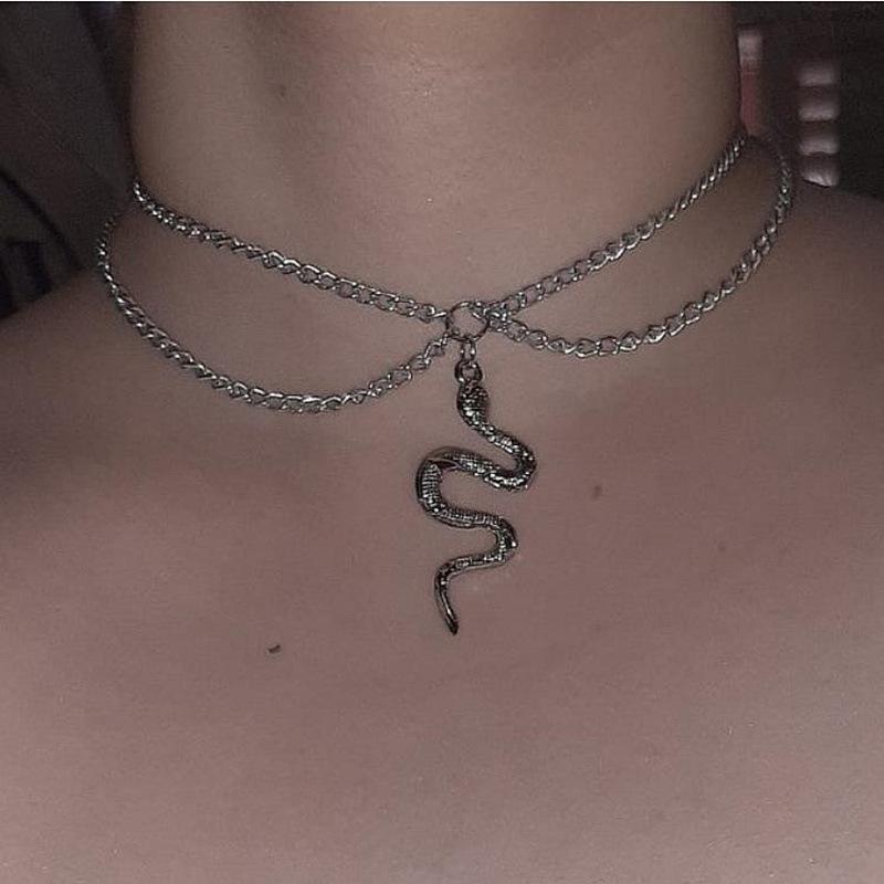 Niche Snake Necklace Personality Hottie Exaggerated Dark Tie Cool Collarbone Chain Cold Wind Hip Hop Girl