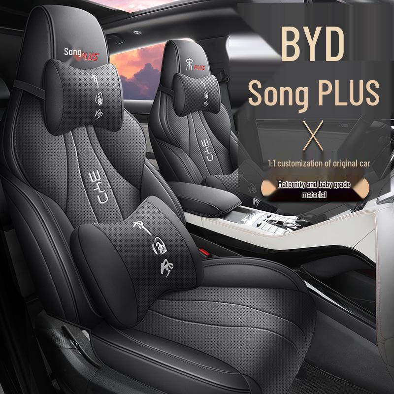 BYD Song Plus Leather Seat Cover – Full Surround, 5-Seat, All-Season Cushion.