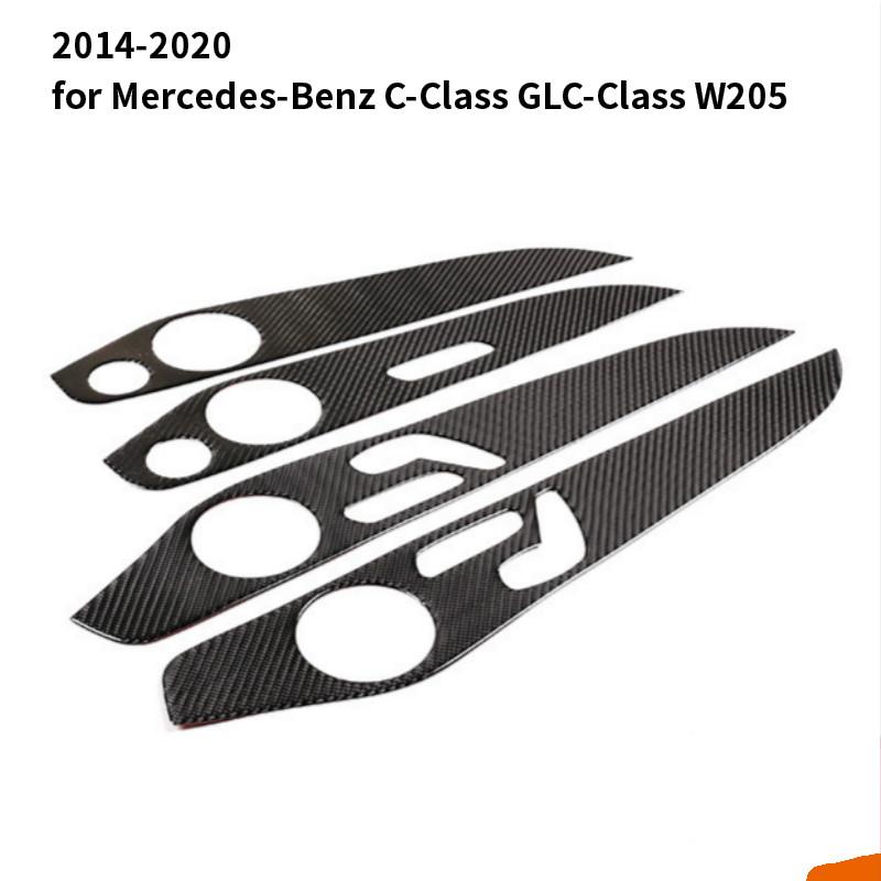 Для Mercedes-Benz C-Class GLC-Class W205 2014-2020 Аксессуары Украшение Двери Из Карбонового Волокна Наклейка Внутренние Дверные Панели