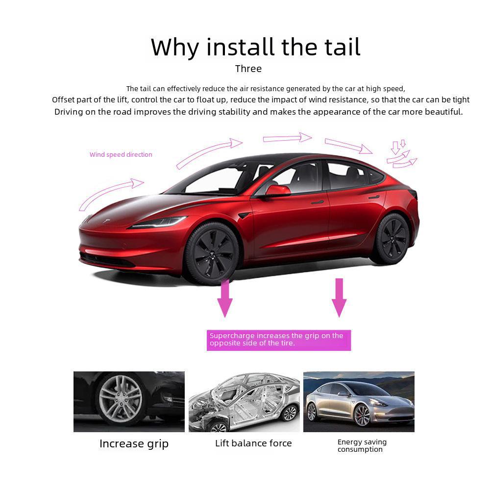 Маленькое хвостовое крыло из углеродного волокна для Tesla Model 3 - внешний аксессуар