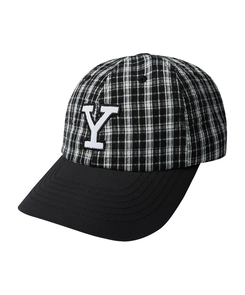 Кепка YALE из нейлона с мульти-клеткой и логотипом Y_Черная