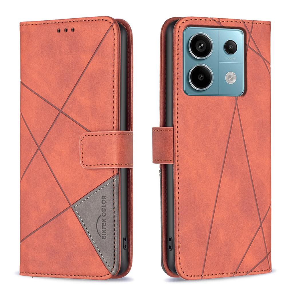 BINFEN COLOR Чехлы-кошельки для телефонов Xiaomi Redmi Note 13 Pro 5G/Poco X6 5G со стойкой, кожаный чехол с геометрическим тиснением