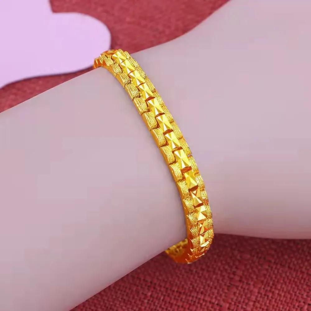 Delicate Love Heart Golden Bracelet Alloy Flower Hollow Bracelet Ornaments Hand Chain Chinese Style Bangles Ladies