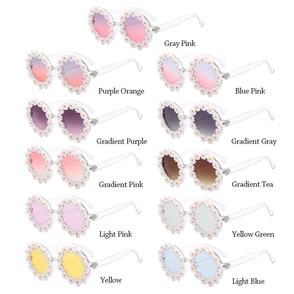 Fashion Disco Party Flower Sun Glasses Round Frame Daisy Sunglasses for Women Shades