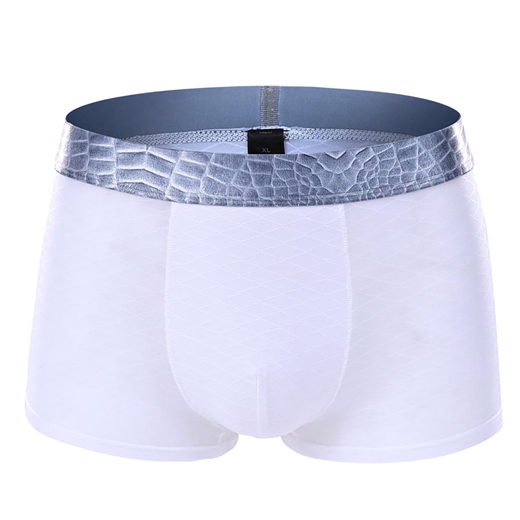 MuscleMan Мужское нижнее белье Лоскутное цветное ледяное шелковое сексуальное дышащее трусы-боксеры