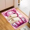1PC Custom Name Pink Teddy Bear Theme Floor Mat Ideal for Living Room, Game Rooms, Office, Bedroom, Floor Mat Playful Design