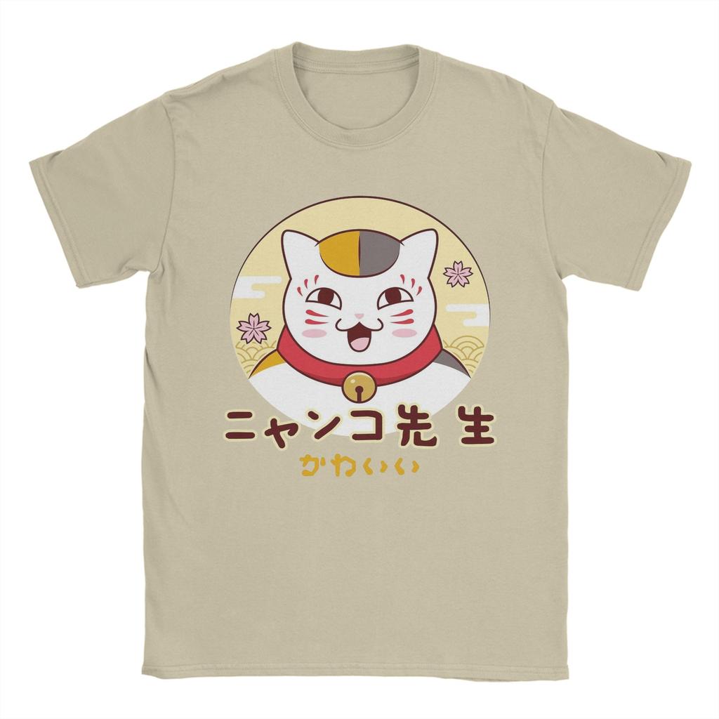 Мужские футболки Nyanko Sensei Neko Natsumes Book Of Friends Аниме Чистый хлопок Винтажная футболка Подарок на день рождения Футболки